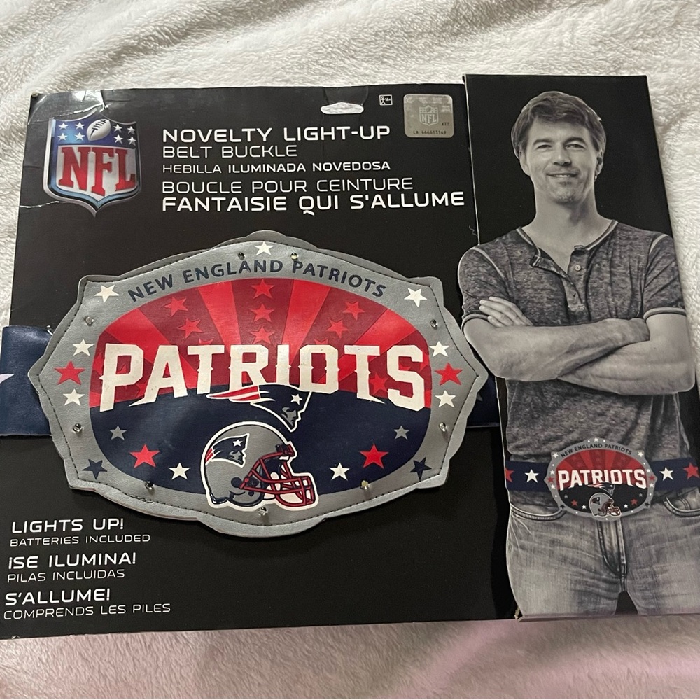 NFL New England Patriots Belt Light Up Flashing Buckle Novelty On/Off Switch NWT